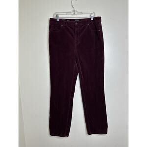 Talbots Size 14 Dark Berry Corduroy Pants Straight Leg Pockets High Rise